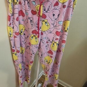 Y2K  Tweety Bird Pajama Bottoms - Pink